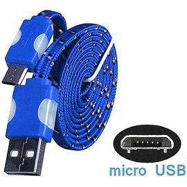 Data-/Charging cable - USB-A auf micro USB (1m) - LED blue