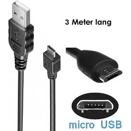 Data-/Charging cable - USB-A to micro USB (3m) - EXTENT black