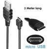 Daten-/Ladekabel - USB-A auf micro USB (3m) - EXTENT black