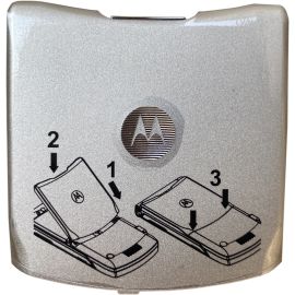 Orig.Motorola Akkudeckel RAZR V3 silver