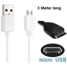 Data-/ Charging cabel - USB-A to micro USB (3m) - EXTENT white
