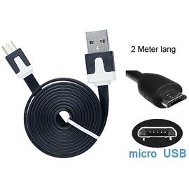 Daten-/Ladekabel - USB-A auf micro USB (2m) - EXTENT FLAT black