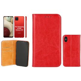 BookCase - A125F Galaxy A12 - REAL LEATHER red