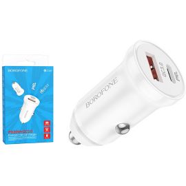 Car USB-Adapter 3A - Borofone BZ18A / USB-C+A - POWER DELIVERY white