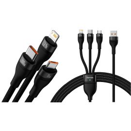 Daten-/Ladekabel - USB-A auf USB-C/ microUSB/ Lightning (1,2m Baseus Flash 3in1 - POWER DELIVERY black